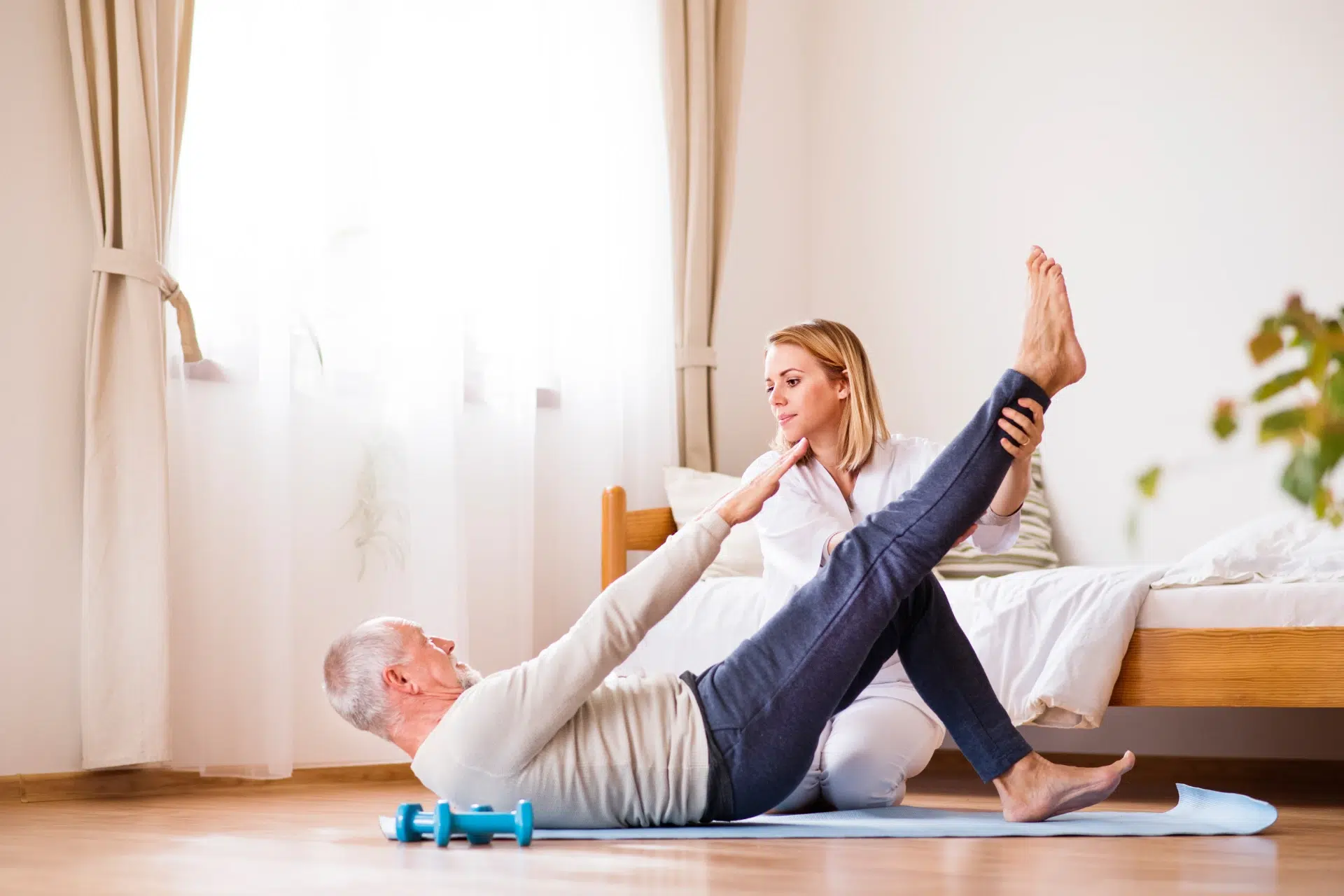 Male Pelvic Floor Physiotherapy treatment session with therapist guiding exercises