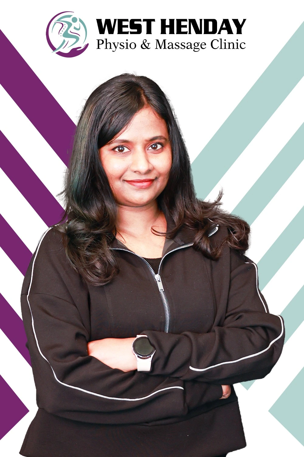 Smrity M, Administrative Assistant at West Henday Physio, welcoming patients and providing support throughout their physiotherapy care journey.