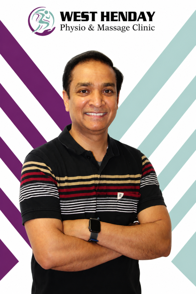 Jaiganesh Ravindra Babu, Registered Physiotherapist and CEO at West Henday Physiotherapy Edmonton supporting patient recovery.